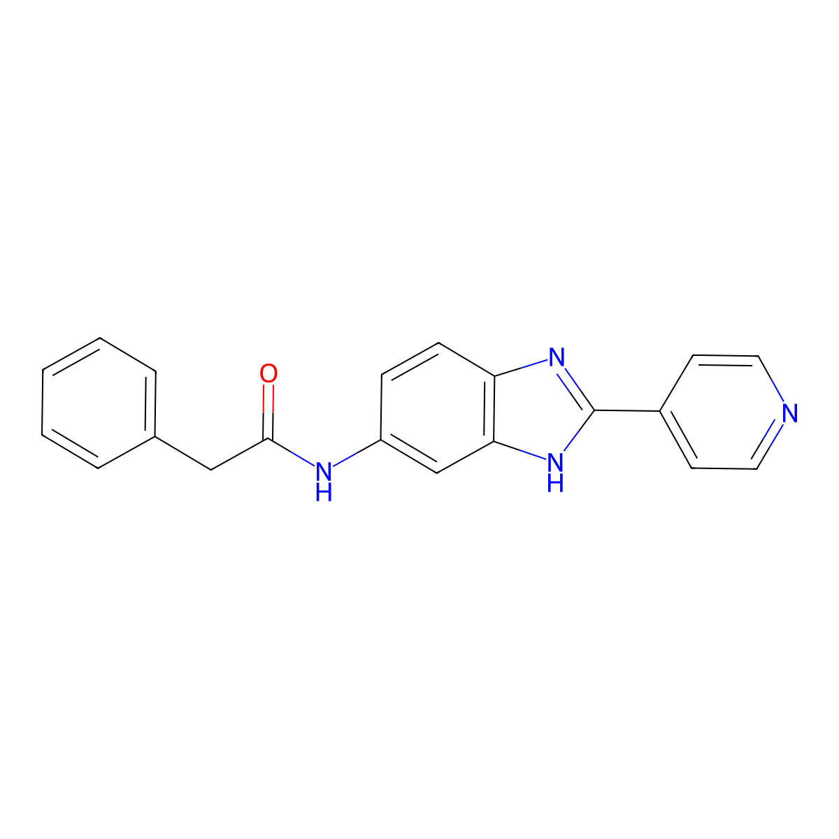 2-phenyl-N-[2-(pyridin-4-yl)-1H-benzimidazol-5-yl]acetamide molecular structure, CAS 1324060-91-4