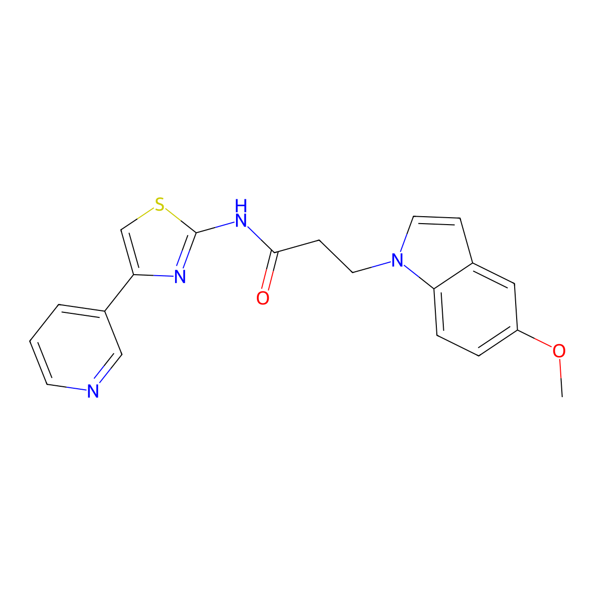 3-(5-methoxy-1H-indol-1-yl)-N-(4-(pyridin-3-yl)thiazol-2-yl)propanamide molecular structure, CAS 1324061-02-0