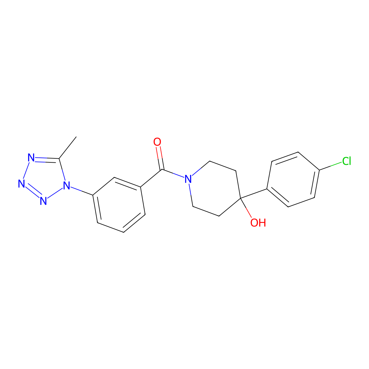 [4-(4-chlorophenyl)-4-hydroxypiperidin-1-yl][3-(5-methyl-1H-tetrazol-1-yl)phenyl]methanone molecular structure, CAS 1324061-10-0