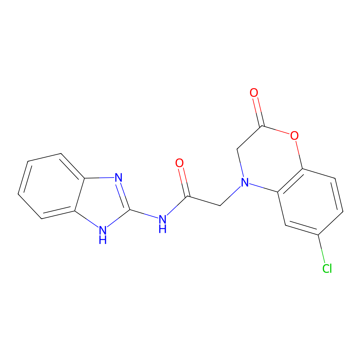 N-(1H-benzo[d]imidazol-2-yl)-2-(6-chloro-2-oxo-2H-benzo[b][1,4]oxazin-4(3H)-yl)acetamide molecular structure, CAS 1324061-18-8