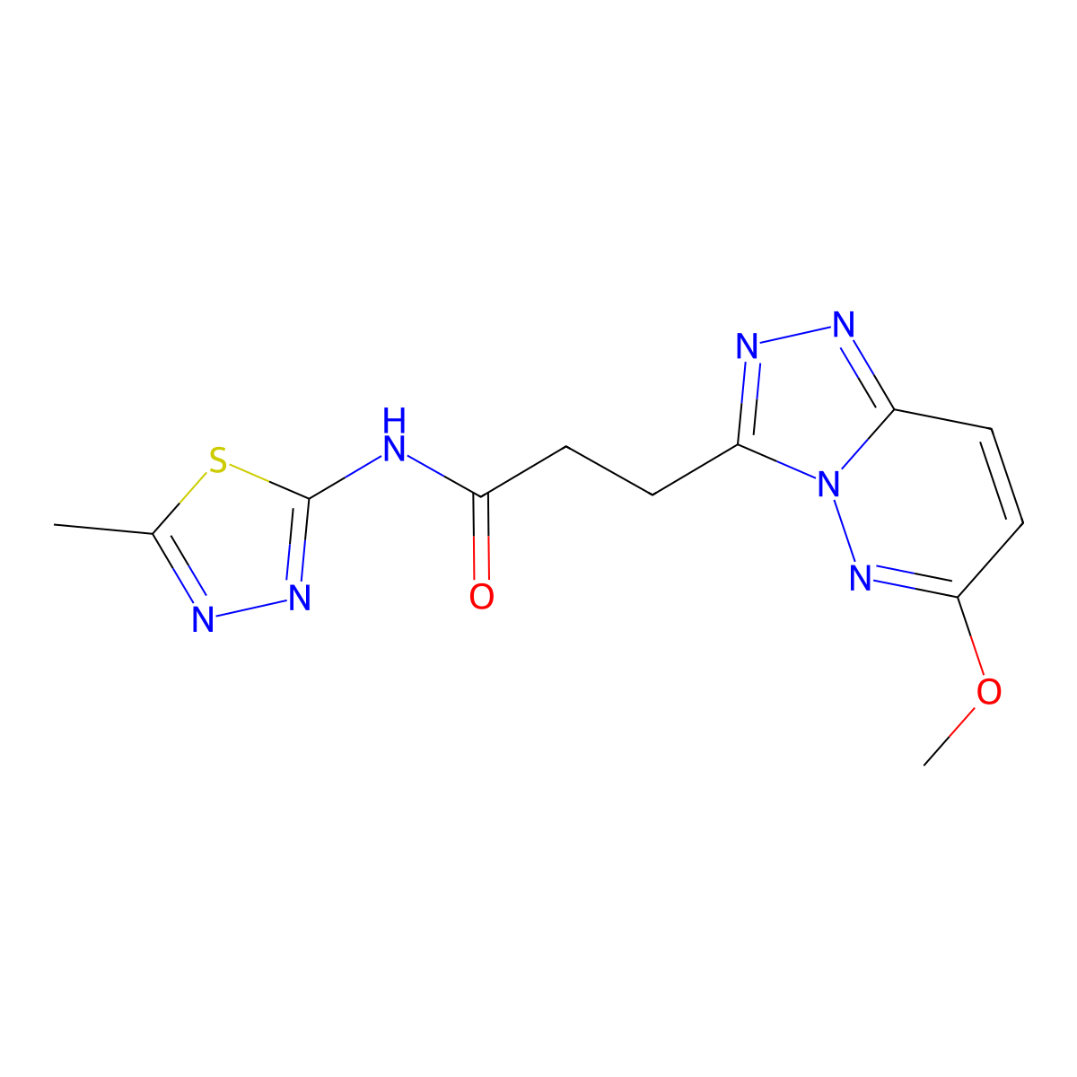 3-(6-methoxy-[1,2,4]triazolo[4,3-b]pyridazin-3-yl)-N-(5-methyl-1,3,4-thiadiazol-2-yl)propanamide molecular structure, CAS 1324061-40-6