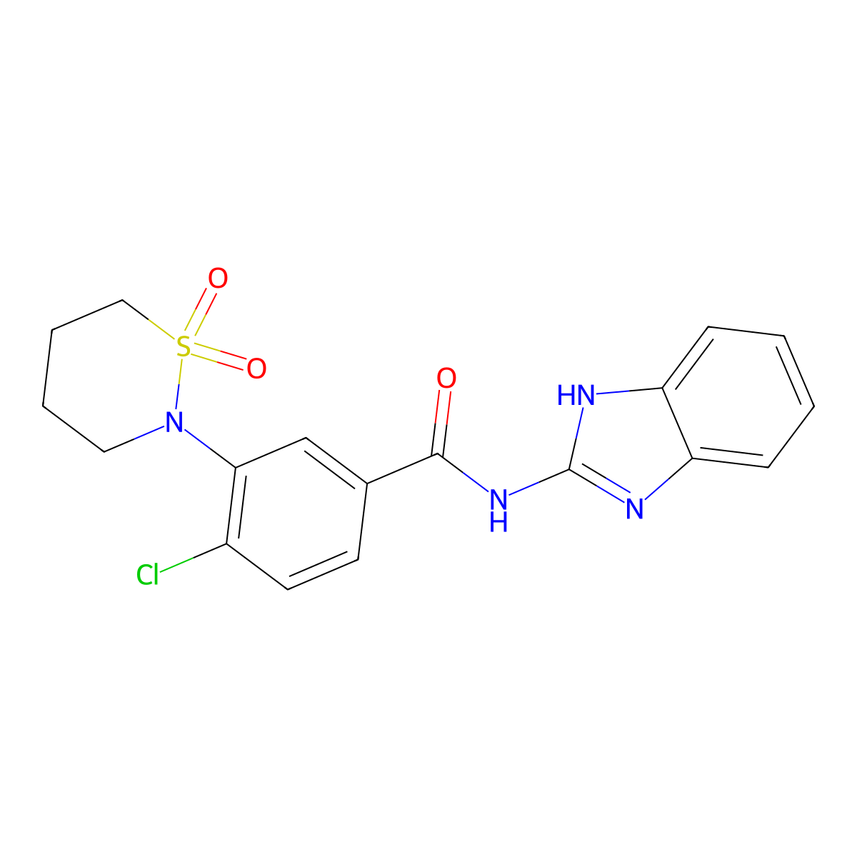 N-(1H-benzimidazol-2-yl)-4-chloro-3-(1,1-dioxido-1,2-thiazinan-2-yl)benzamide molecular structure, CAS 1324061-43-9