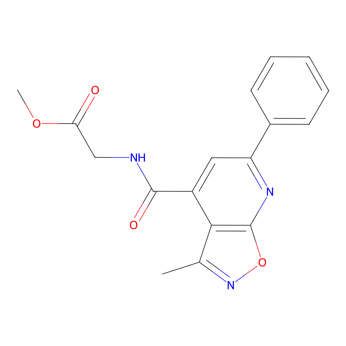 Methyl 2-{[(3-methyl-6-phenylisoxazolo[5,4-b]pyridin-4-yl)carbonyl]amino}acetate molecular structure, CAS 1324061-87-1