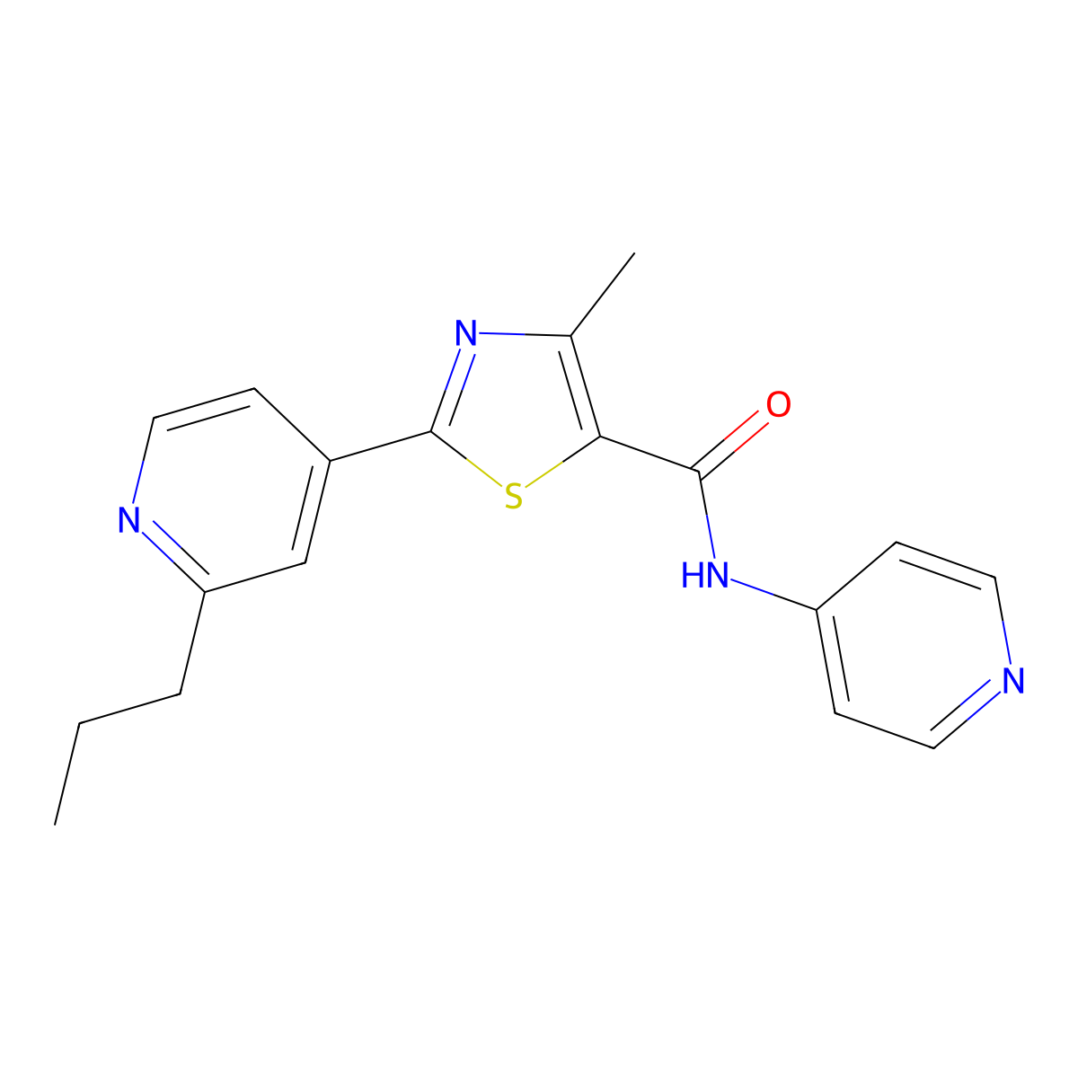 4-methyl-2-(2-propylpyridin-4-yl)-N-(pyridin-4-yl)-1,3-thiazole-5-carboxamide molecular structure, CAS 1324061-96-2