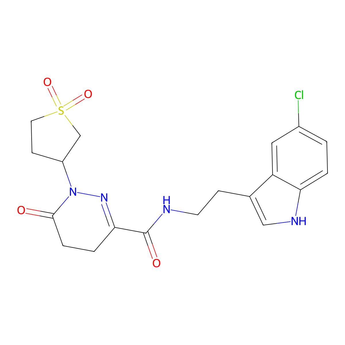 N-[2-(5-chloro-1H-indol-3-yl)ethyl]-1-(1,1-dioxidotetrahydrothiophen-3-yl)-6-oxo-1,4,5,6-tetrahydropyridazine-3-carboxamide molecular structure, CAS 1324062-13-6