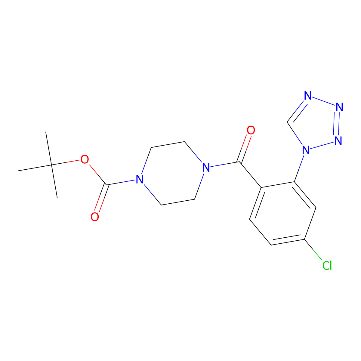 tert-butyl 4-{[4-chloro-2-(1H-tetrazol-1-yl)phenyl]carbonyl}piperazine-1-carboxylate molecular structure, CAS 1324062-20-5