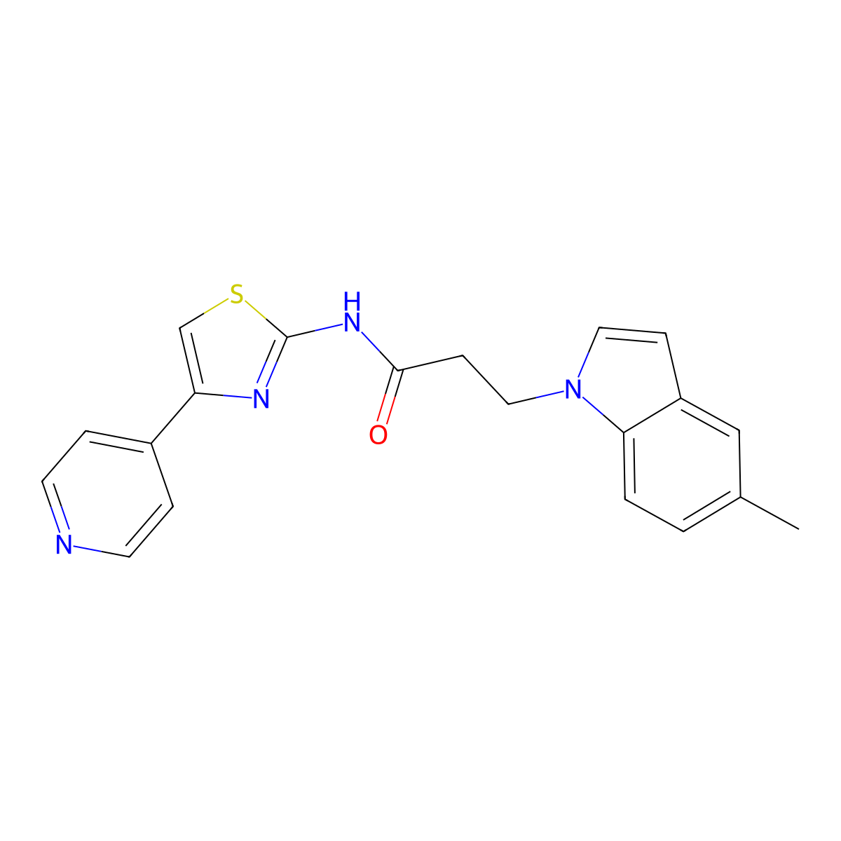 3-(5-methyl-1H-indol-1-yl)-N-(4-(pyridin-4-yl)thiazol-2-yl)propanamide molecular structure, CAS 1324062-29-4