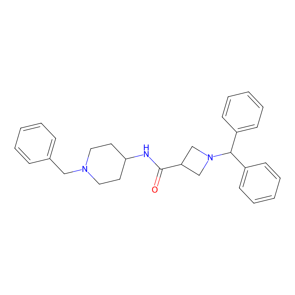N-(1-benzylpiperidin-4-yl)-1-(diphenylmethyl)azetidine-3-carboxamide molecular structure, CAS 1324062-31-8