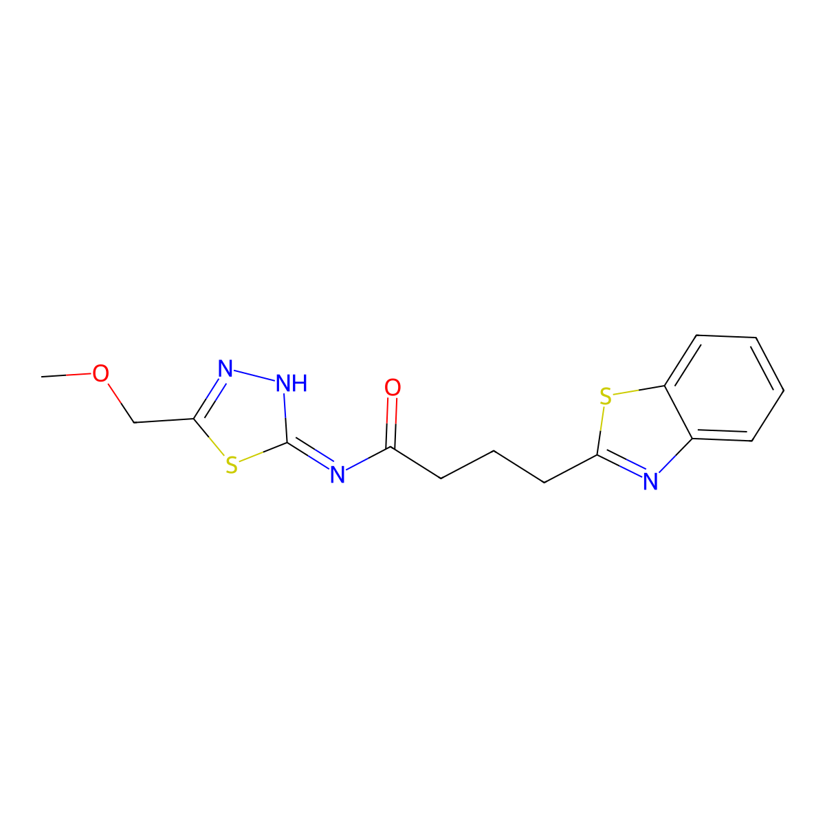 4-(1,3-benzothiazol-2-yl)-N-[(2E)-5-(methoxymethyl)-1,3,4-thiadiazol-2(3H)-ylidene]butanamide molecular structure, CAS 1324062-32-9