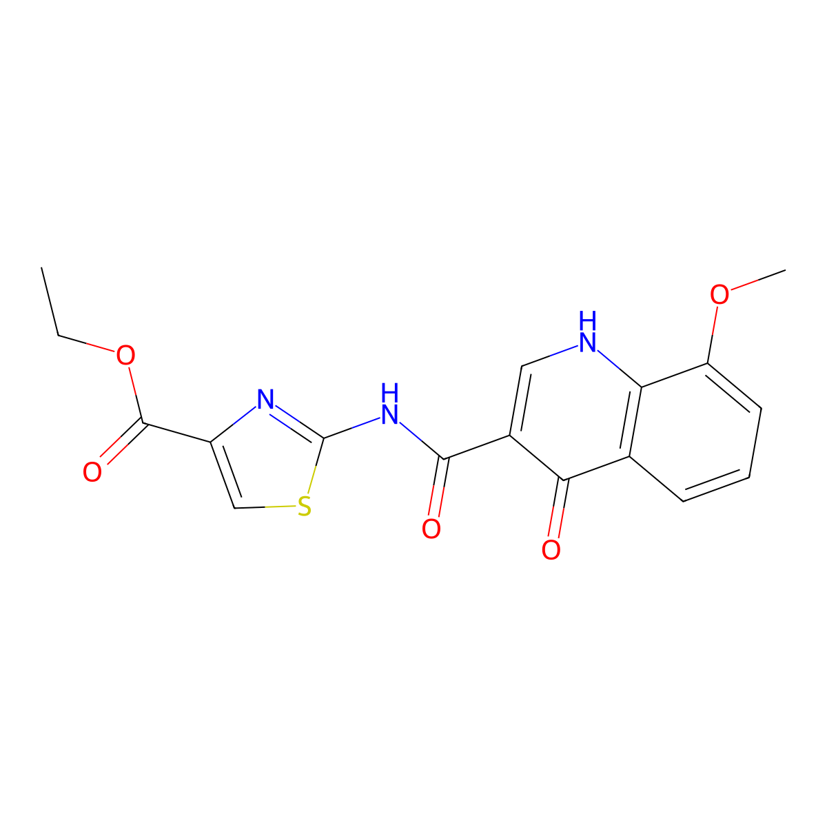 ethyl (2Z)-2-{[(4-hydroxy-8-methoxyquinolin-3-yl)carbonyl]imino}-2,3-dihydro-1,3-thiazole-4-carboxylate molecular structure, CAS 1324062-33-0