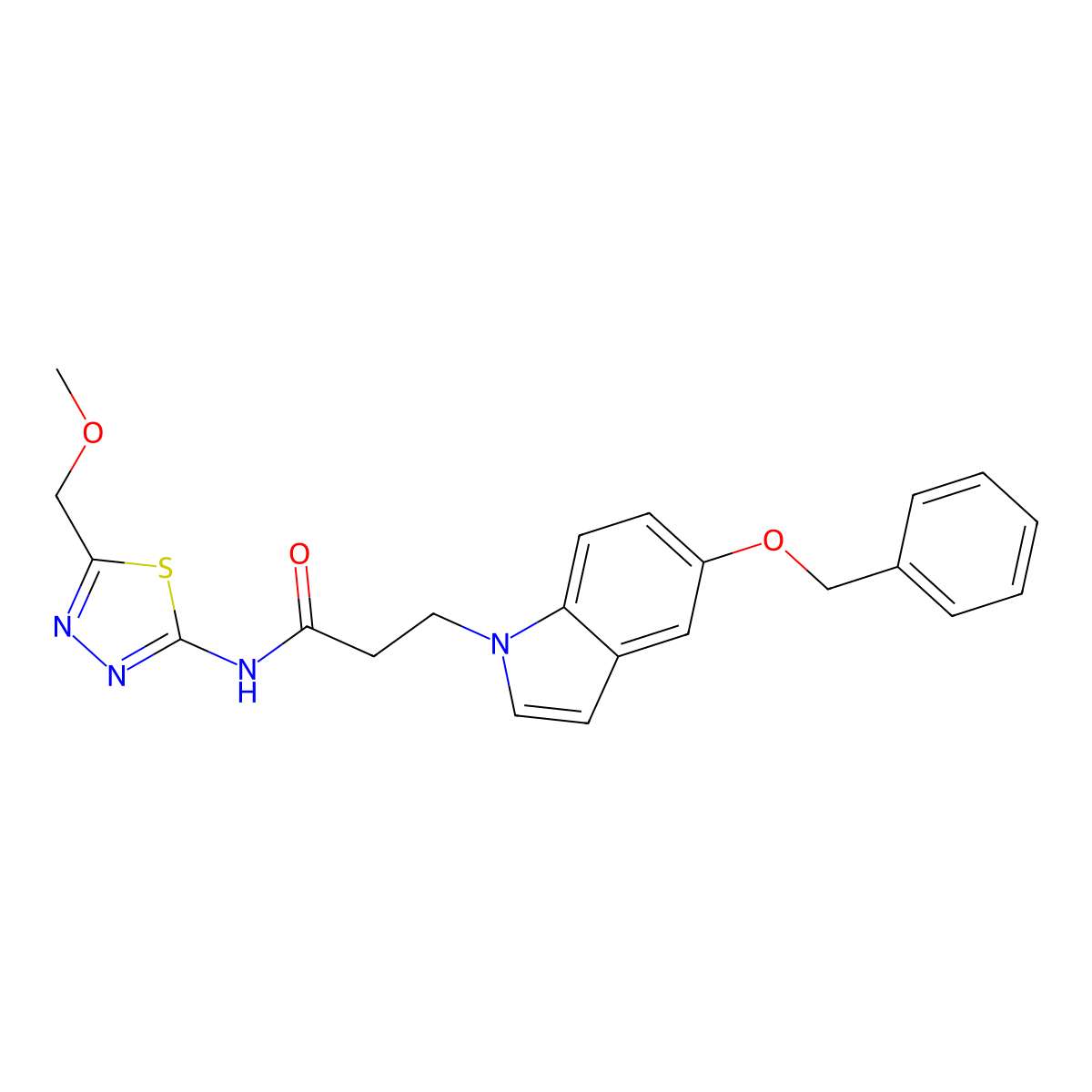 3-(5-(benzyloxy)-1H-indol-1-yl)-N-(5-(methoxymethyl)-1,3,4-thiadiazol-2-yl)propanamide molecular structure, CAS 1324062-35-2
