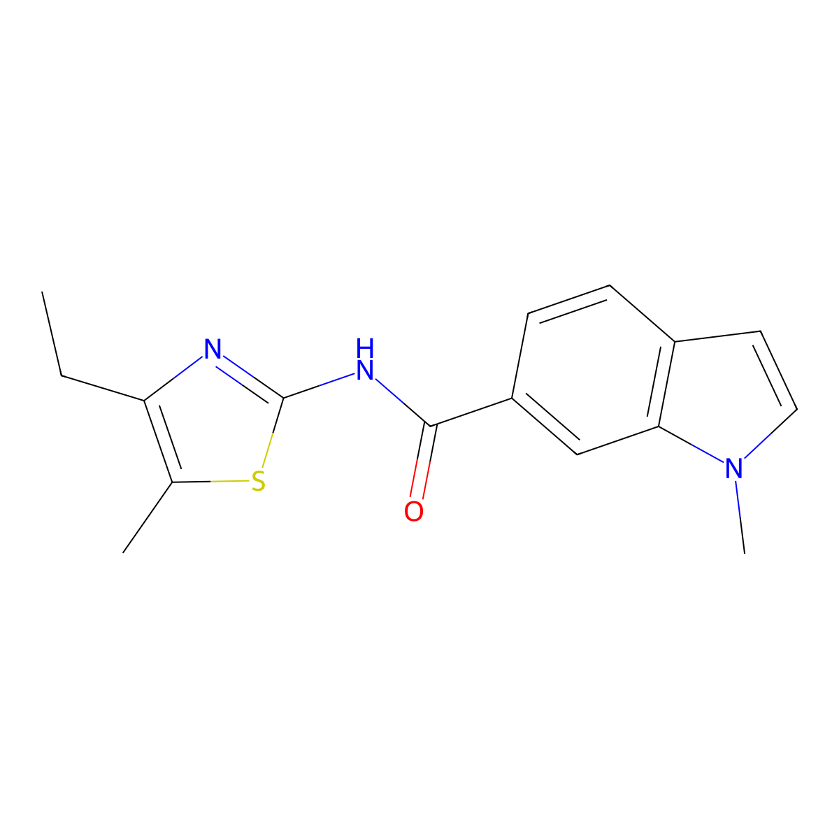 N-(4-ethyl-5-methylthiazol-2-yl)-1-methyl-1H-indole-6-carboxamide molecular structure, CAS 1324062-39-6