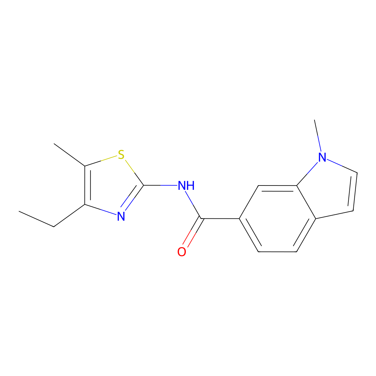 N-(4-ethyl-5-methylthiazol-2-yl)-1-methyl-1H-indole-6-carboxamide molecular structure, CAS 1324062-39-6