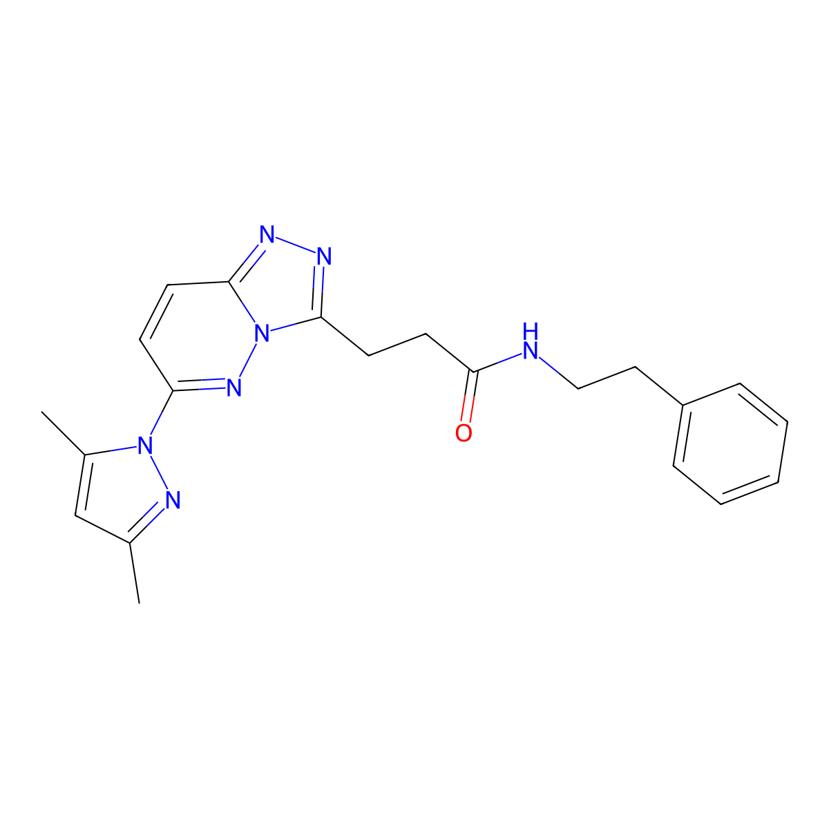 3-[6-(3,5-dimethyl-1H-pyrazol-1-yl)[1,2,4]triazolo[4,3-b]pyridazin-3-yl]-N-(2-phenylethyl)propanamide molecular structure, CAS 1324062-51-2