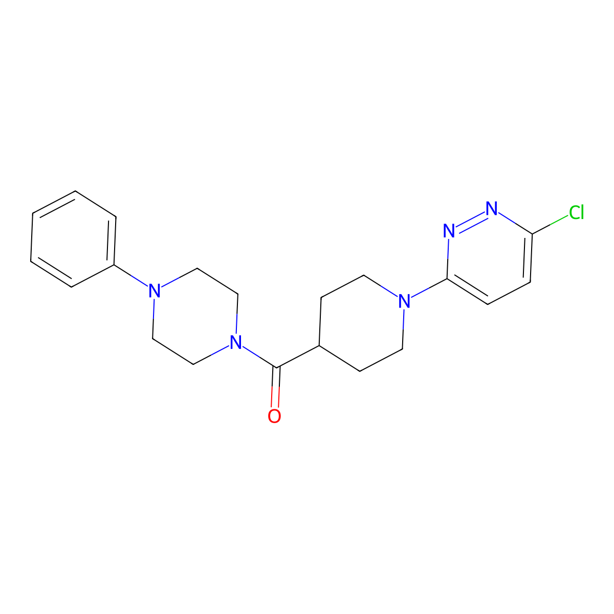 (1-(6-Chloropyridazin-3-yl)piperidin-4-yl)(4-phenylpiperazin-1-yl)methanone molecular structure, CAS 1324062-67-0