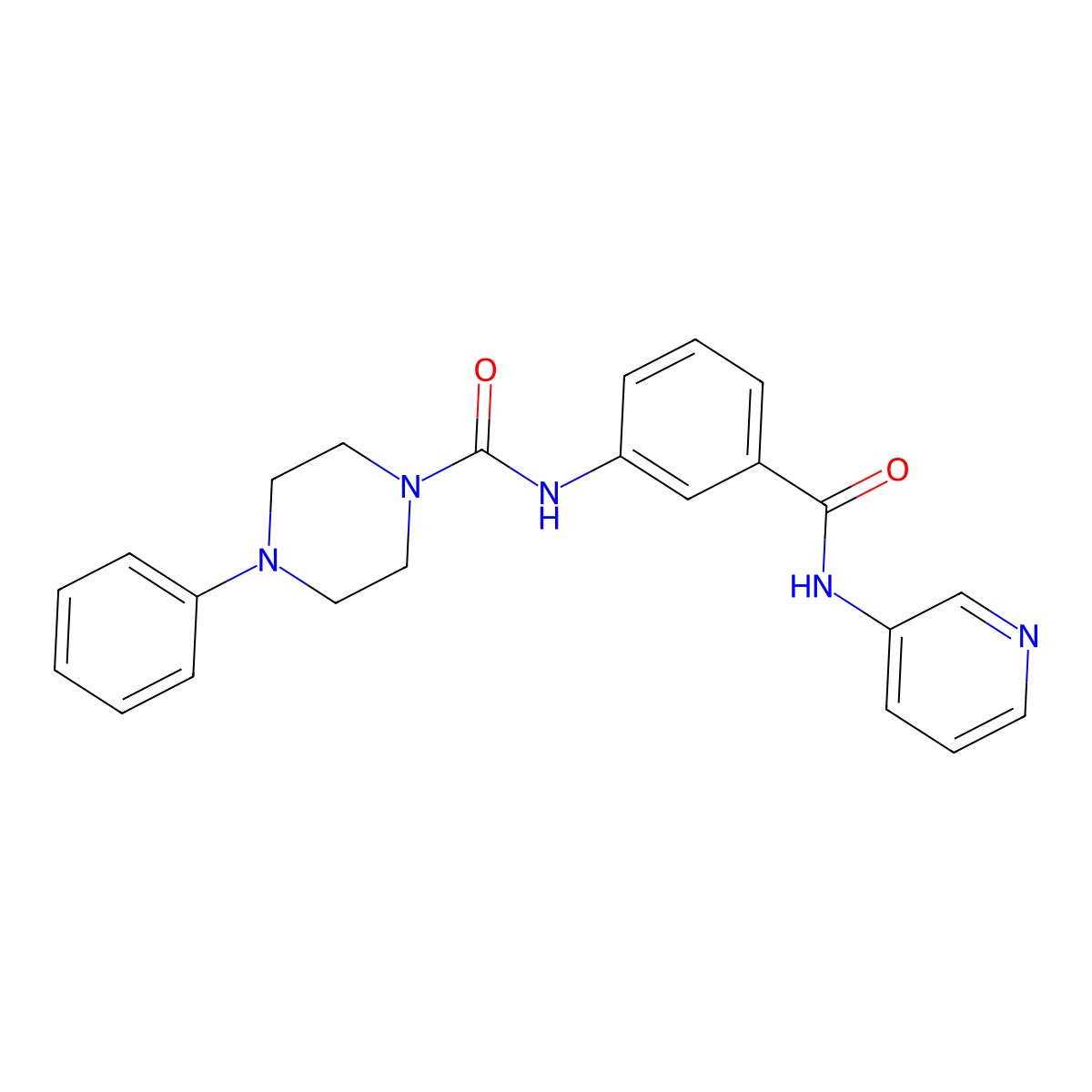 4-phenyl-N-[3-(pyridin-3-ylcarbamoyl)phenyl]piperazine-1-carboxamide molecular structure, CAS 1324062-68-1