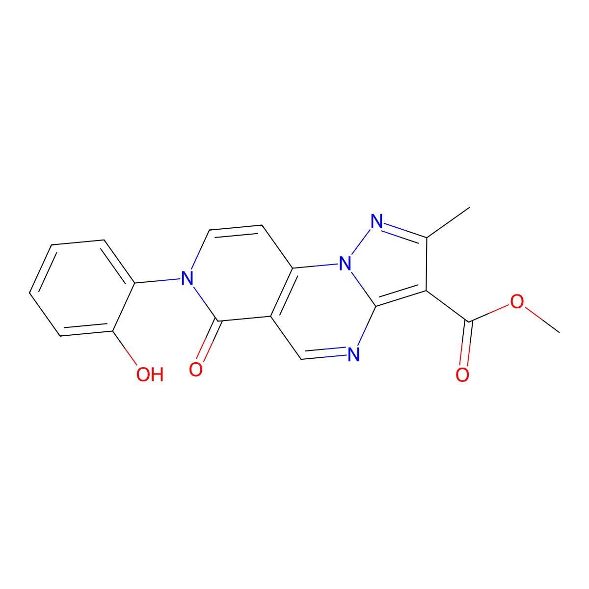 Methyl 7-(2-hydroxyphenyl)-2-methyl-6-oxo-6,7-dihydropyrazolo[1,5-a]pyrido[3,4-e]pyrimidine-3-carboxylate molecular structure, CAS 1324062-74-9