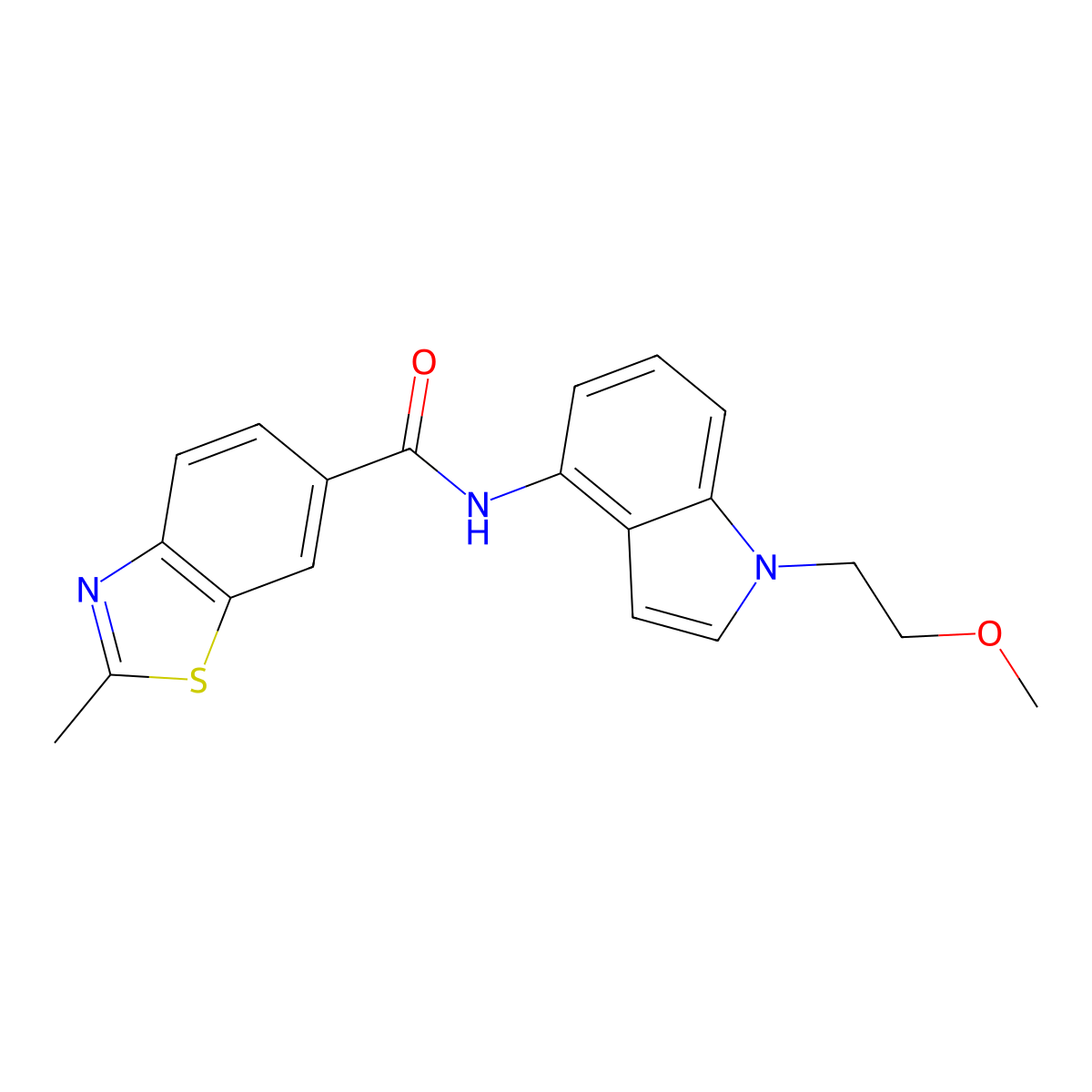 N-[1-(2-methoxyethyl)-1H-indol-4-yl]-2-methyl-1,3-benzothiazole-6-carboxamide molecular structure, CAS 1324062-82-9