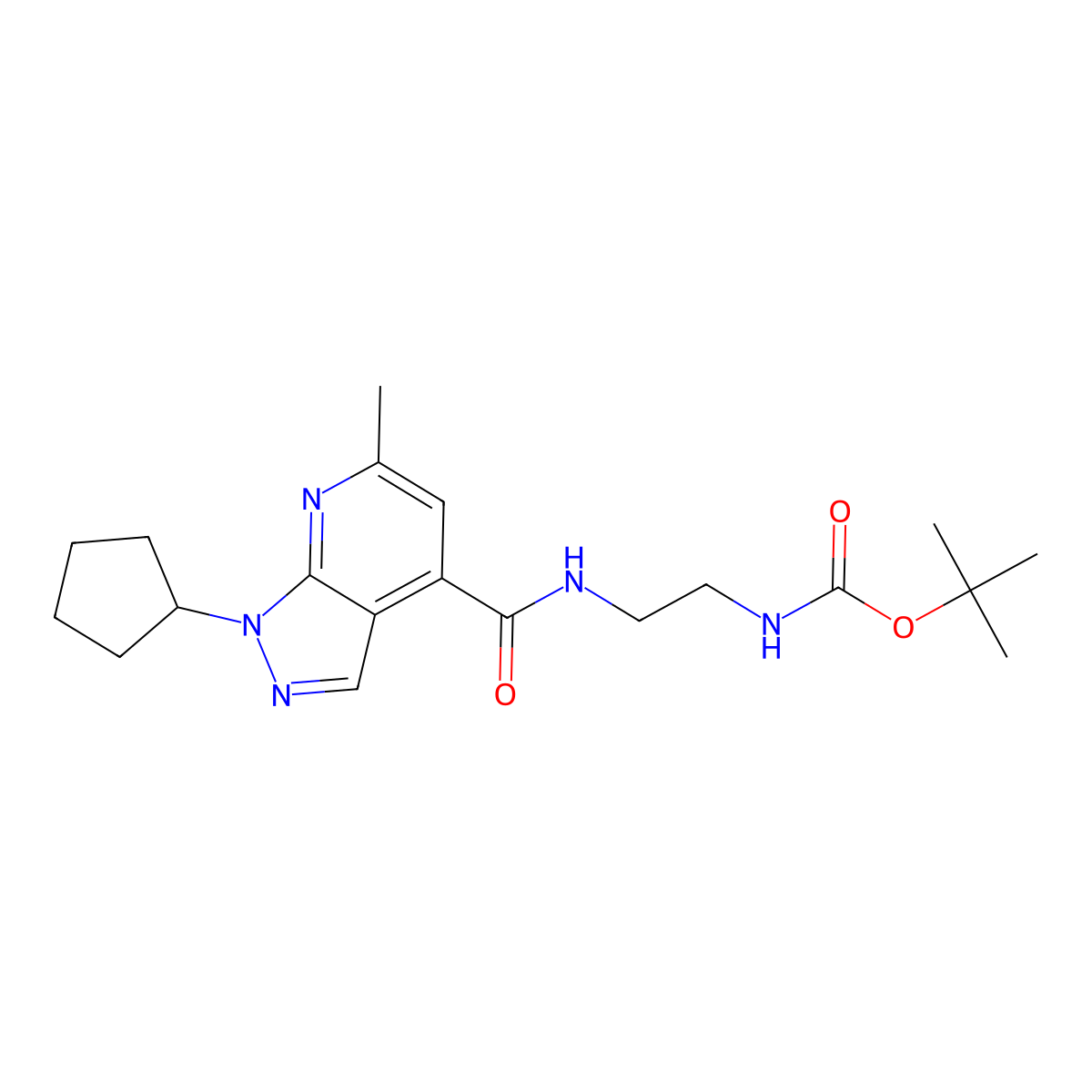 tert-butyl (2-{[(1-cyclopentyl-6-methyl-1H-pyrazolo[3,4-b]pyridin-4-yl)carbonyl]amino}ethyl)carbamate molecular structure, CAS 1324062-85-2
