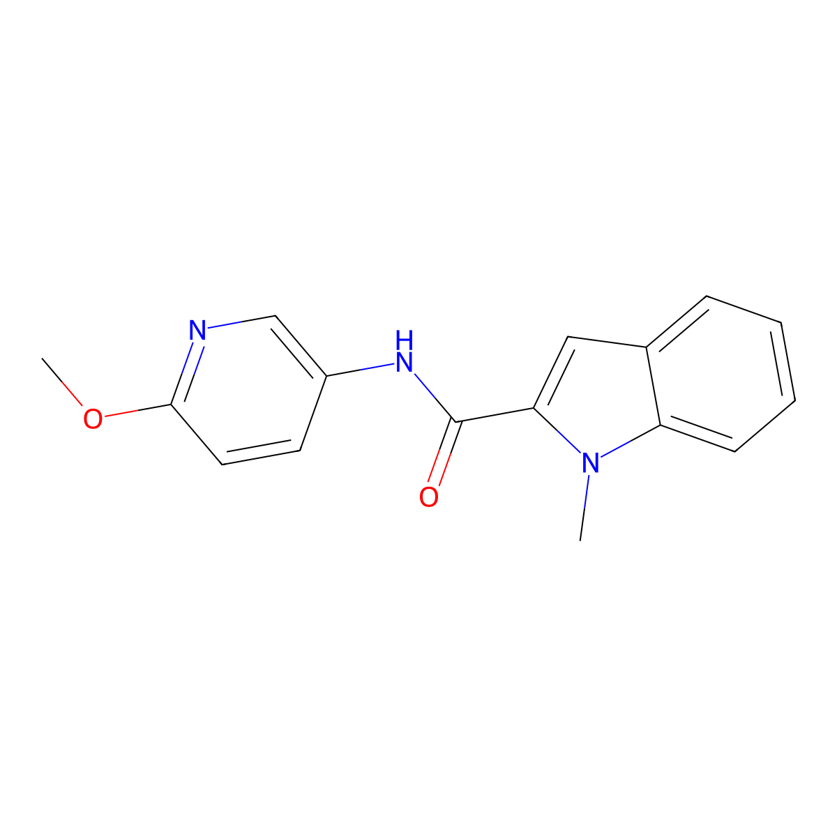 N-(6-methoxypyridin-3-yl)-1-methyl-1H-indole-2-carboxamide molecular structure, CAS 1324062-87-4