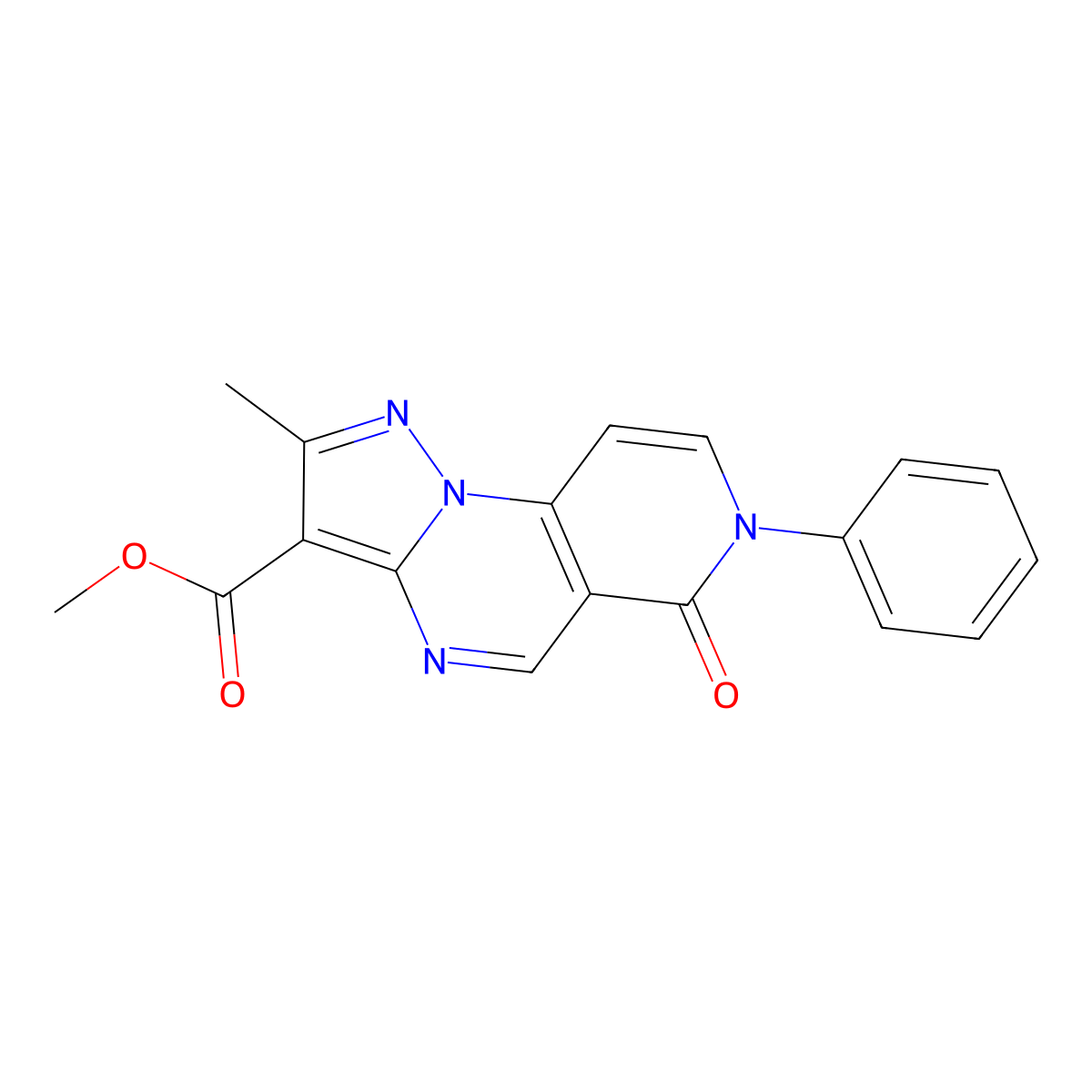 Methyl 2-methyl-6-oxo-7-phenyl-6,7-dihydropyrazolo[1,5-a]pyrido[3,4-e]pyrimidine-3-carboxylate molecular structure, CAS 1324063-01-5
