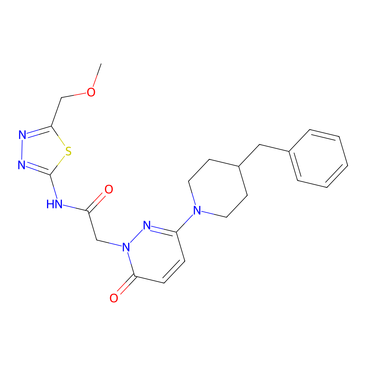 2-(3-(4-benzylpiperidin-1-yl)-6-oxopyridazin-1(6H)-yl)-N-(5-(methoxymethyl)-1,3,4-thiadiazol-2-yl)acetamide molecular structure, CAS 1324063-09-3