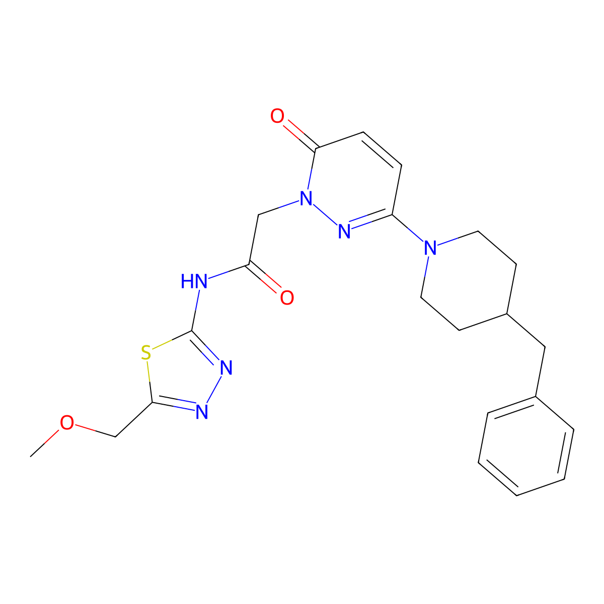 2-(3-(4-benzylpiperidin-1-yl)-6-oxopyridazin-1(6H)-yl)-N-(5-(methoxymethyl)-1,3,4-thiadiazol-2-yl)acetamide molecular structure, CAS 1324063-09-3