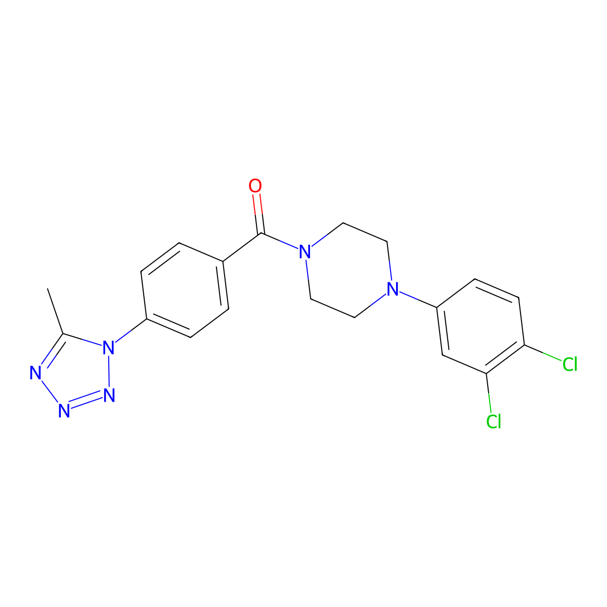 [4-(3,4-dichlorophenyl)piperazin-1-yl][4-(5-methyl-1H-tetrazol-1-yl)phenyl]methanone molecular structure, CAS 1324063-14-0