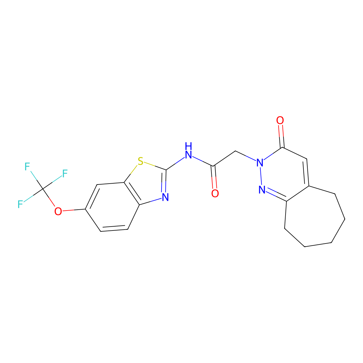2-(3-oxo-3,5,6,7,8,9-hexahydro-2H-cyclohepta[c]pyridazin-2-yl)-N-[6-(trifluoromethoxy)-1,3-benzothiazol-2-yl]acetamide molecular structure, CAS 1324063-18-4
