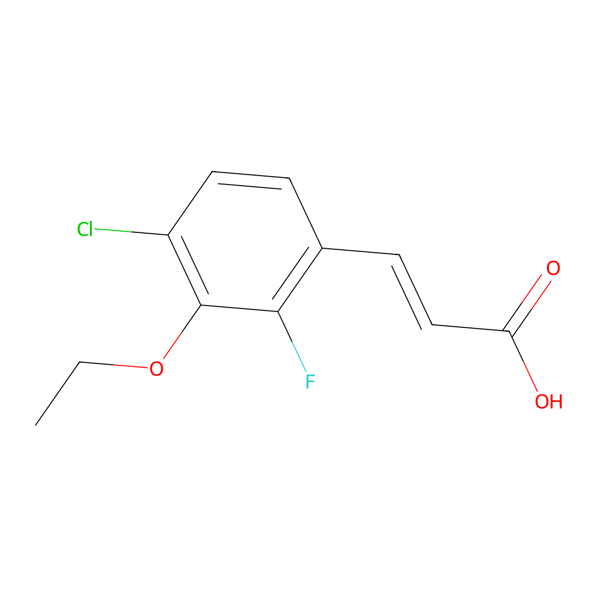 4-Chloro-3-ethoxy-2-fluorocinnamic acid molecular structure, CAS 1324063-26-4