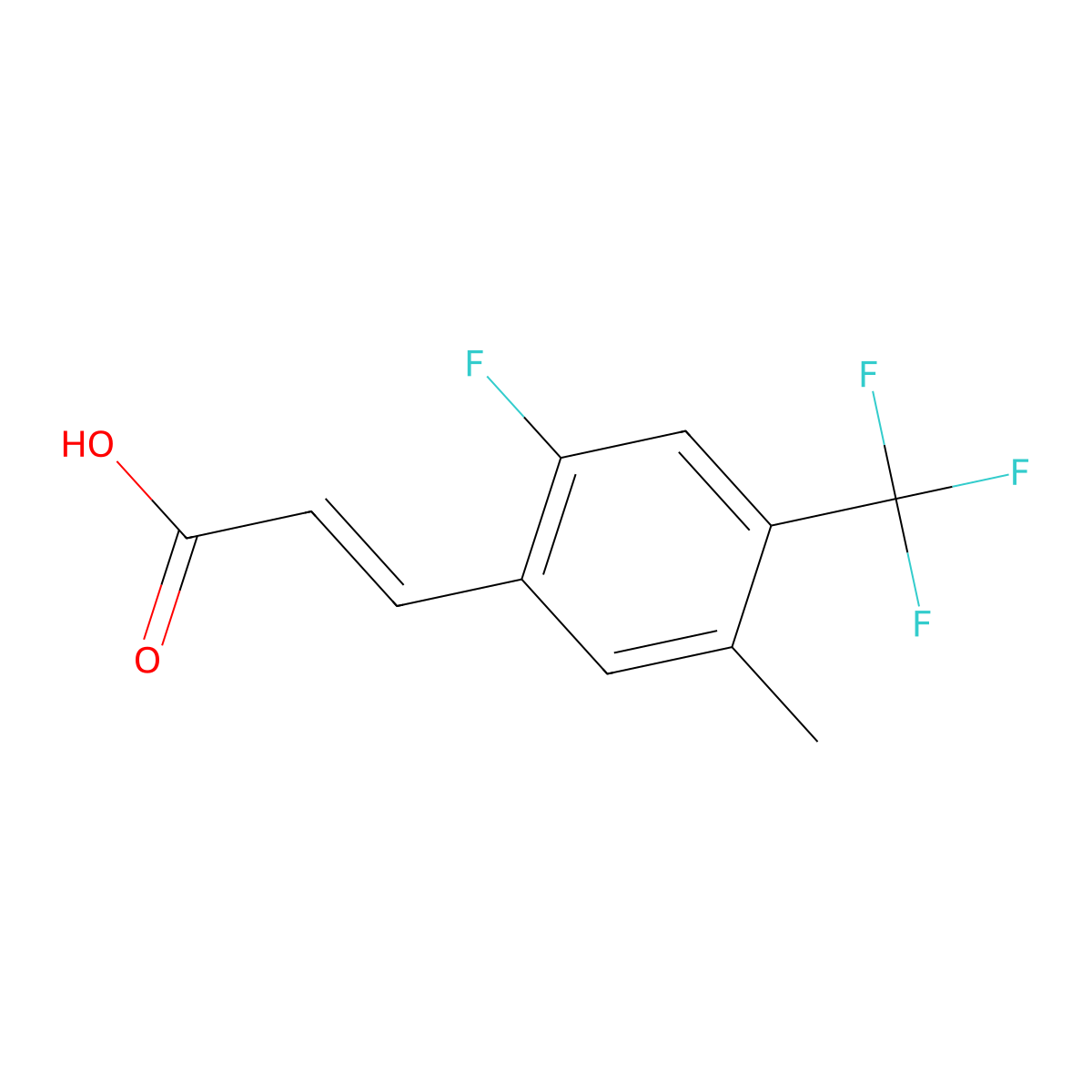 2-Fluoro-5-methyl-4-(trifluoromethyl)cinnamic acid molecular structure, CAS 1324063-28-6