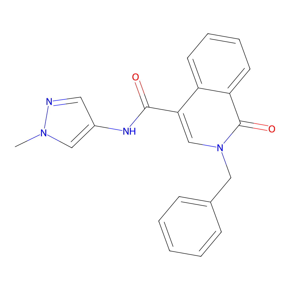 2-benzyl-N-(1-methyl-1H-pyrazol-4-yl)-1-oxo-1,2-dihydroisoquinoline-4-carboxamide molecular structure, CAS 1324063-34-4