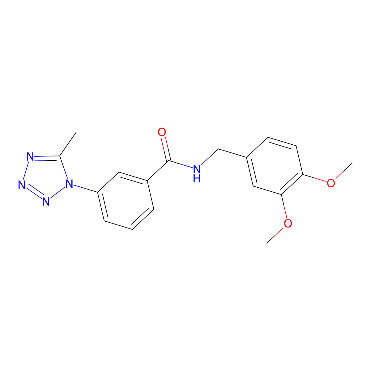 N-(3,4-dimethoxybenzyl)-3-(5-methyl-1H-tetrazol-1-yl)benzamide molecular structure, CAS 1324063-43-5