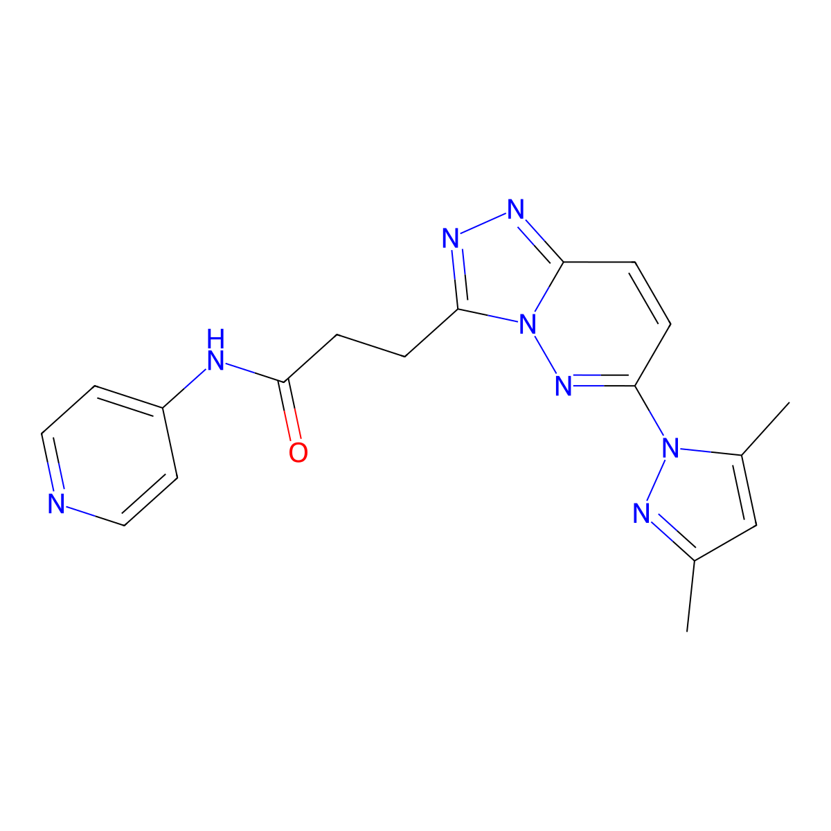 3-[6-(3,5-dimethyl-1H-pyrazol-1-yl)[1,2,4]triazolo[4,3-b]pyridazin-3-yl]-N-(pyridin-4-yl)propanamide molecular structure, CAS 1324063-52-6