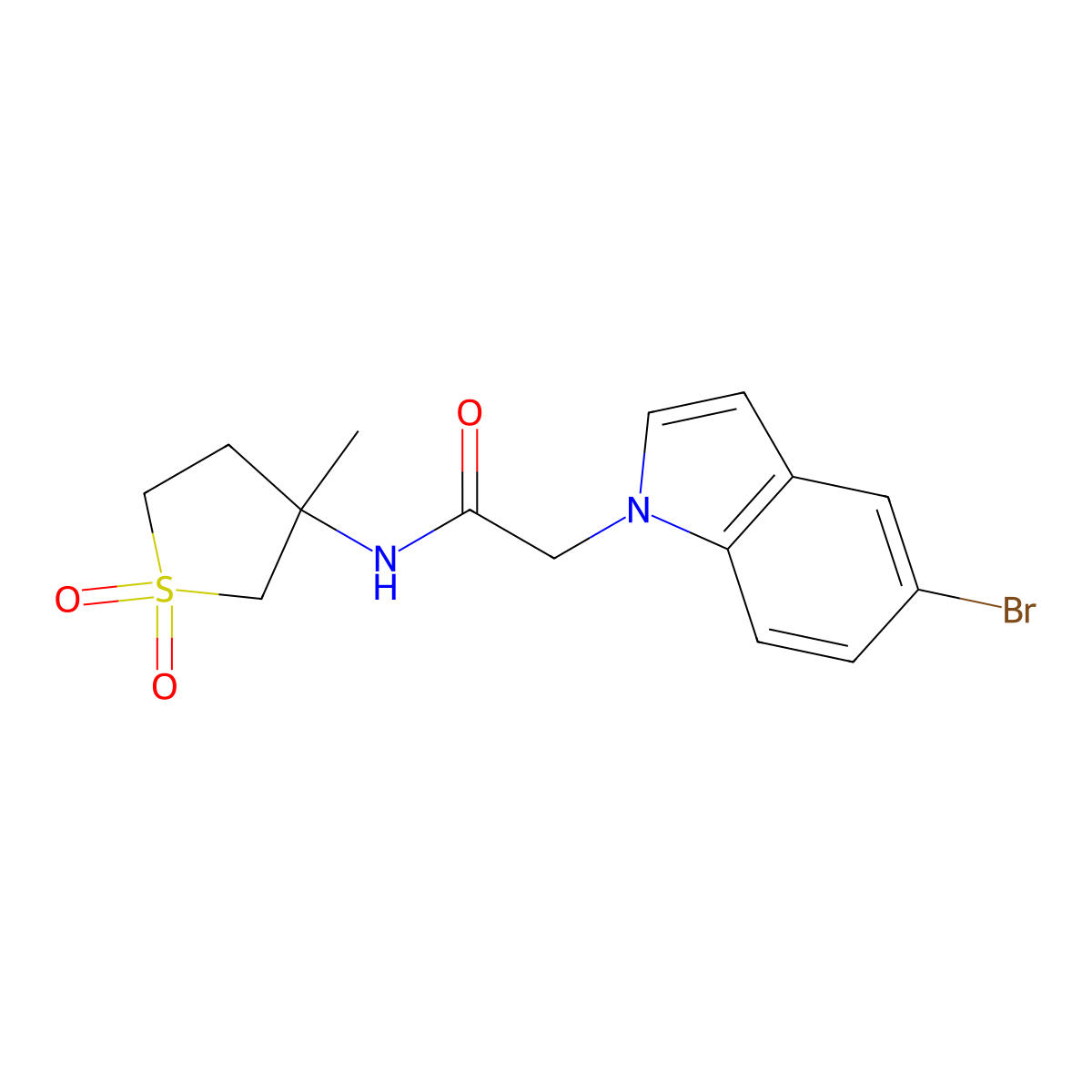 2-(5-bromo-1H-indol-1-yl)-N-(3-methyl-1,1-dioxidotetrahydrothiophen-3-yl)acetamide molecular structure, CAS 1324063-69-5