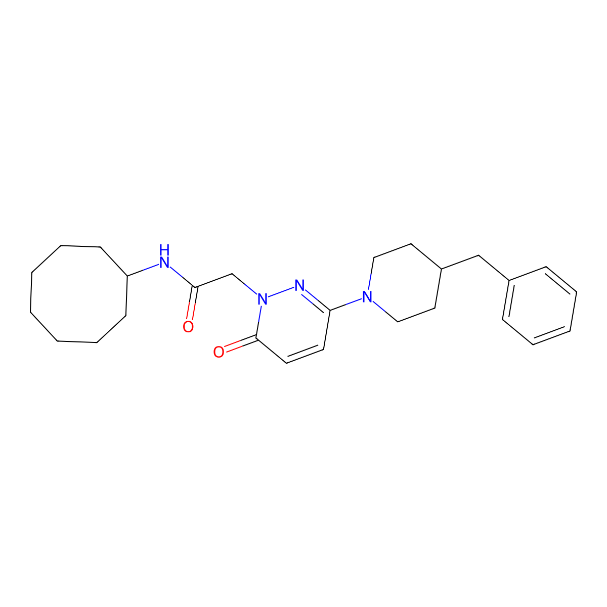 2-(3-(4-benzylpiperidin-1-yl)-6-oxopyridazin-1(6H)-yl)-N-cyclooctylacetamide molecular structure, CAS 1324063-70-8