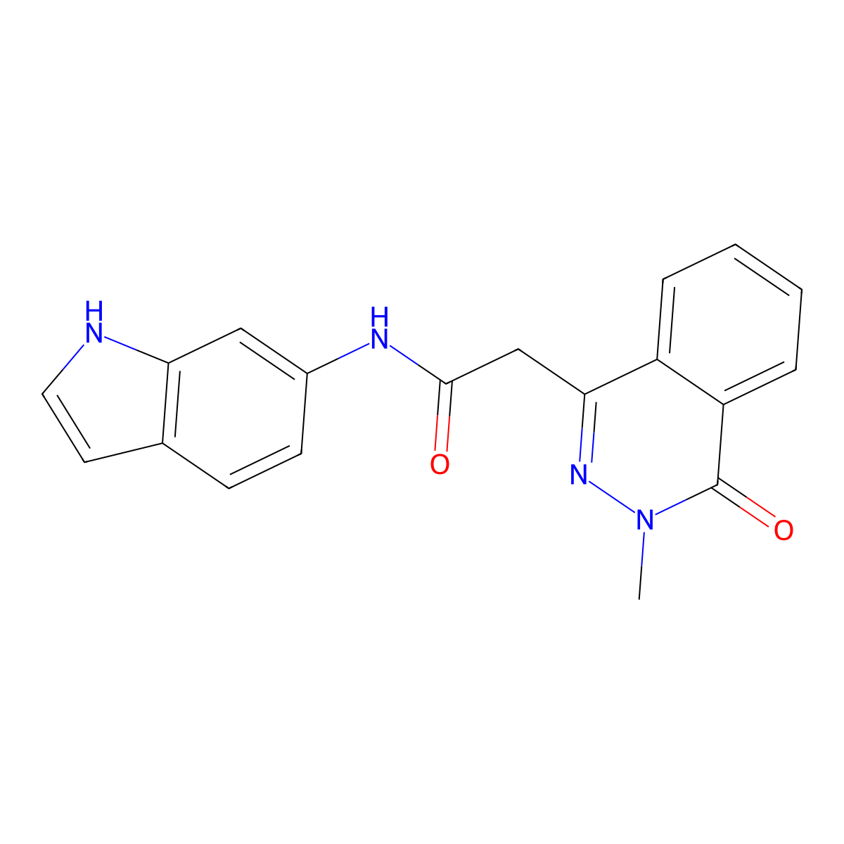 N-(1H-indol-6-yl)-2-(3-methyl-4-oxo-3,4-dihydrophthalazin-1-yl)acetamide molecular structure, CAS 1324063-84-4