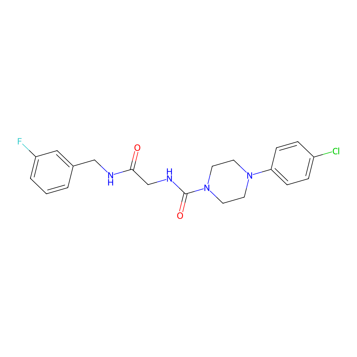 4-(4-chlorophenyl)-N-{2-[(3-fluorobenzyl)amino]-2-oxoethyl}piperazine-1-carboxamide molecular structure, CAS 1324063-97-9