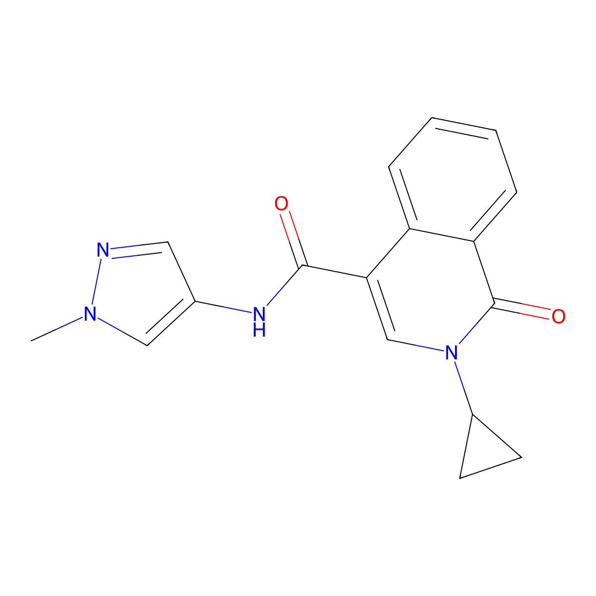 2-cyclopropyl-N-(1-methyl-1H-pyrazol-4-yl)-1-oxo-1,2-dihydroisoquinoline-4-carboxamide molecular structure, CAS 1324064-10-9