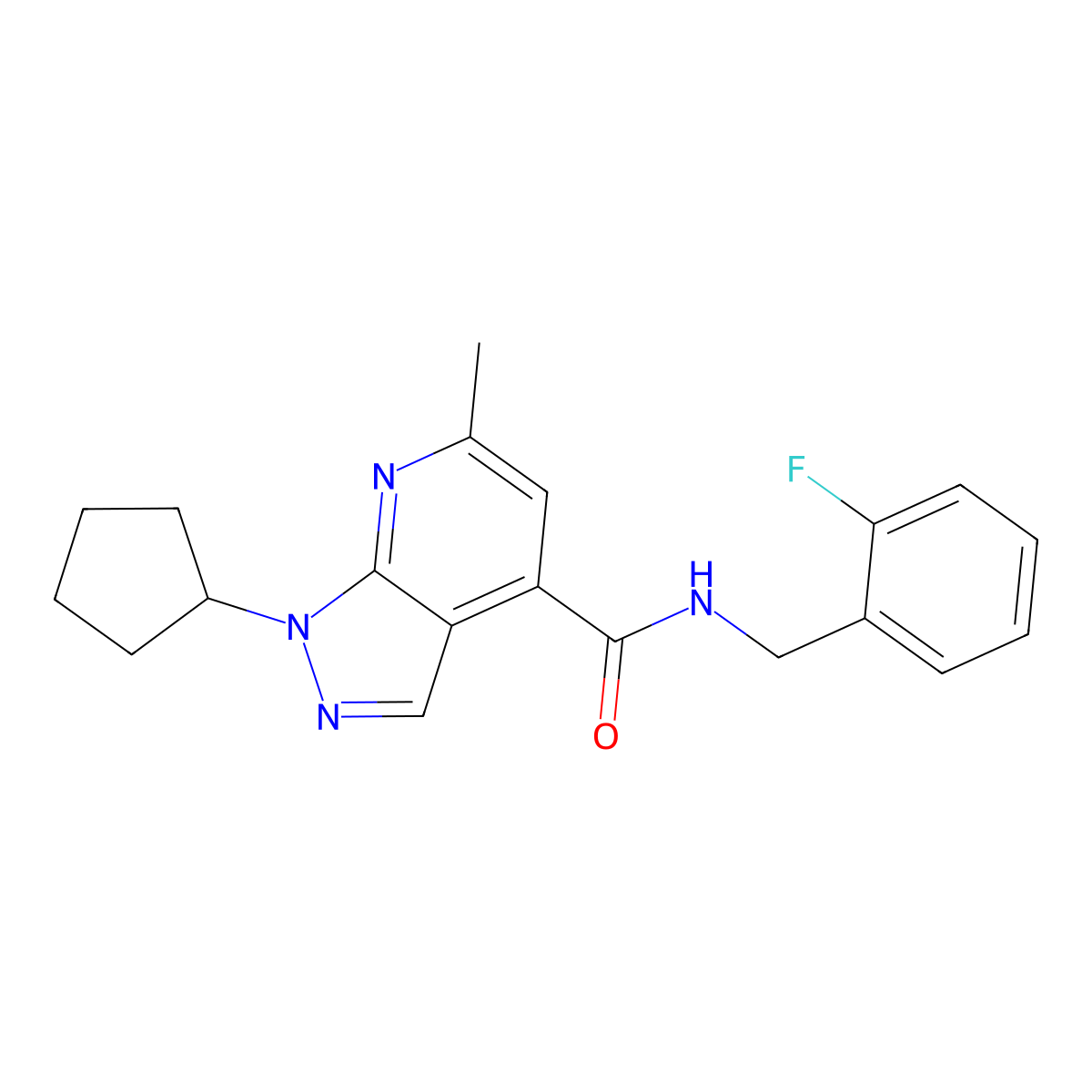 1-cyclopentyl-N-(2-fluorobenzyl)-6-methyl-1H-pyrazolo[3,4-b]pyridine-4-carboxamide molecular structure, CAS 1324064-17-6