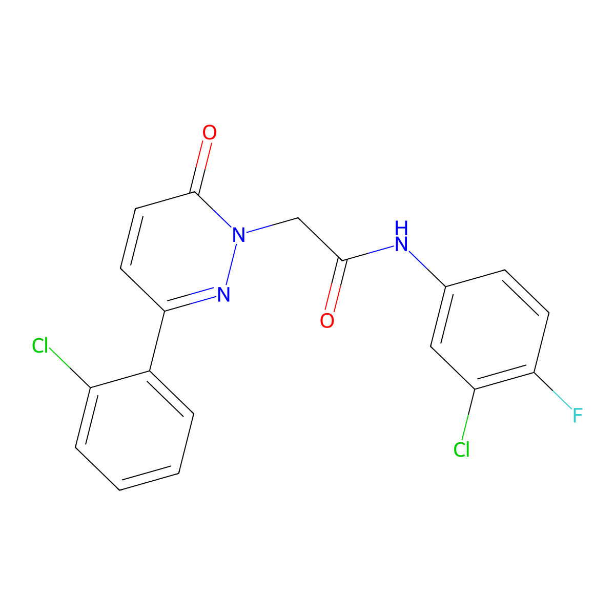 N-(3-chloro-4-fluorophenyl)-2-[3-(2-chlorophenyl)-6-oxopyridazin-1(6H)-yl]acetamide molecular structure, CAS 1324064-18-7