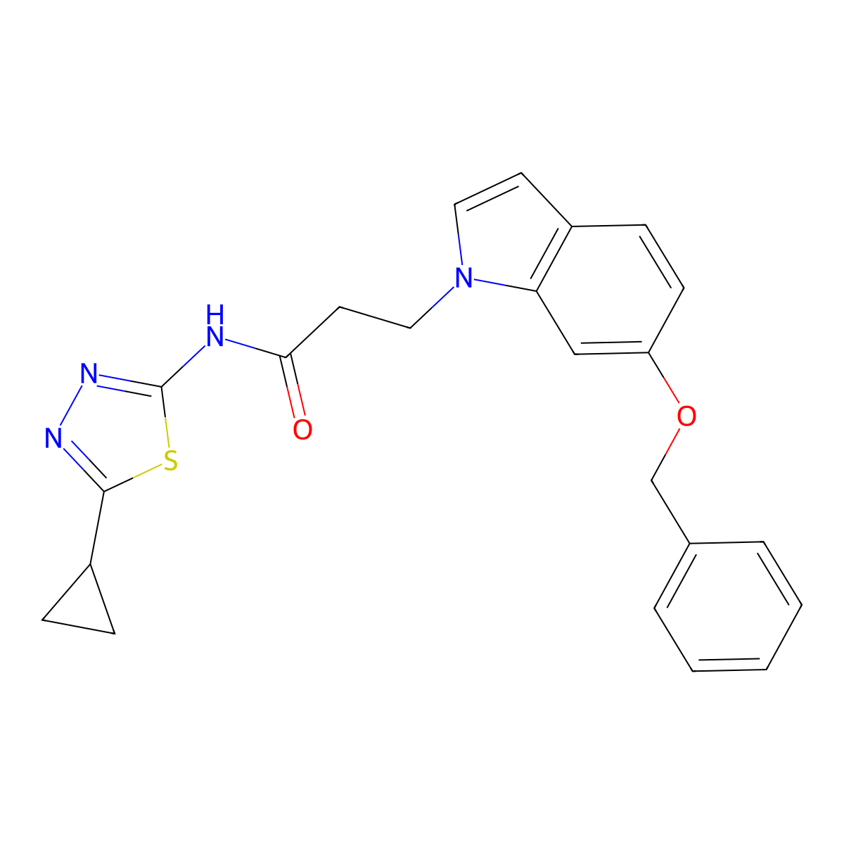 3-(6-(benzyloxy)-1H-indol-1-yl)-N-(5-cyclopropyl-1,3,4-thiadiazol-2-yl)propanamide molecular structure, CAS 1324064-20-1