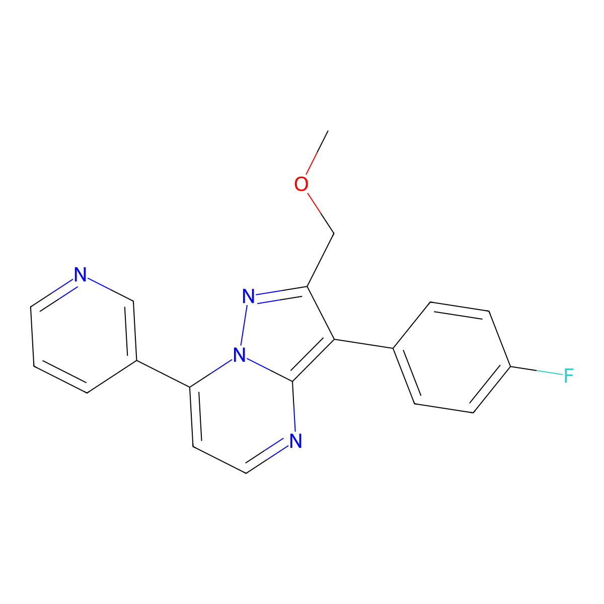 3-(4-Fluorophenyl)-2-(methoxymethyl)-7-(pyridin-3-yl)pyrazolo[1,5-a]pyrimidine molecular structure, CAS 1324064-36-9