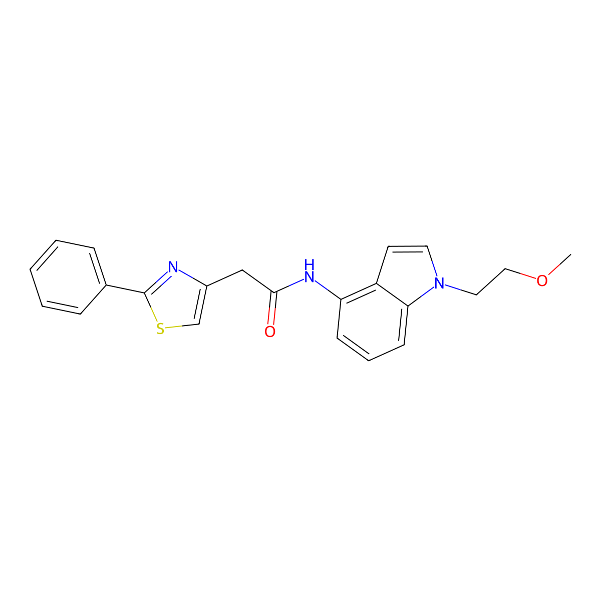 N-[1-(2-methoxyethyl)-1H-indol-4-yl]-2-(2-phenyl-1,3-thiazol-4-yl)acetamide molecular structure, CAS 1324064-75-6