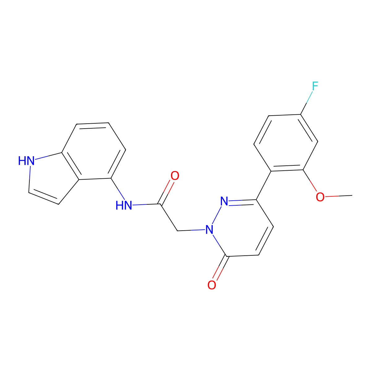 2-[3-(4-fluoro-2-methoxyphenyl)-6-oxopyridazin-1(6H)-yl]-N-(1H-indol-4-yl)acetamide molecular structure, CAS 1324064-80-3