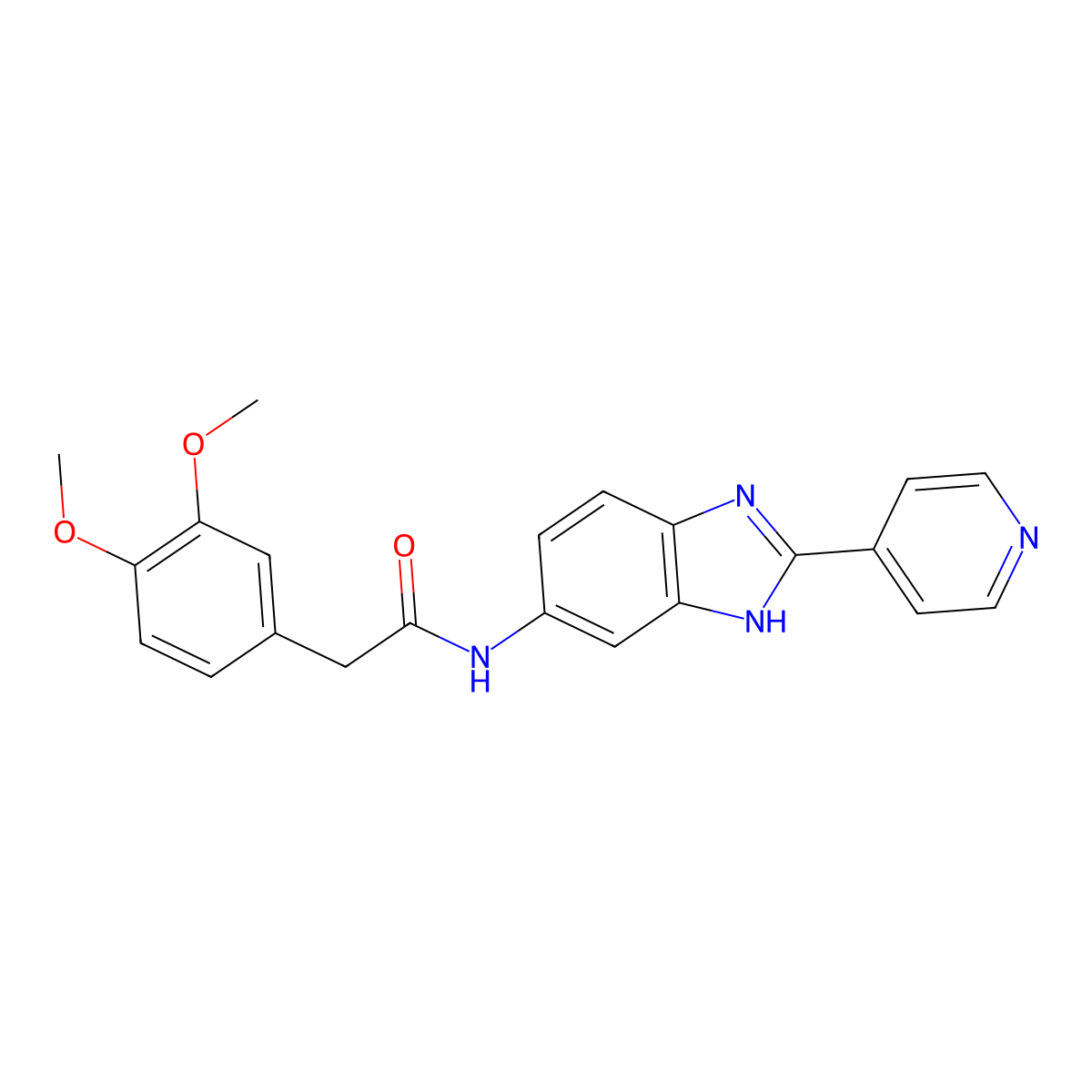 2-(3,4-dimethoxyphenyl)-N-[2-(pyridin-4-yl)-1H-benzimidazol-6-yl]acetamide molecular structure, CAS 1324064-85-8