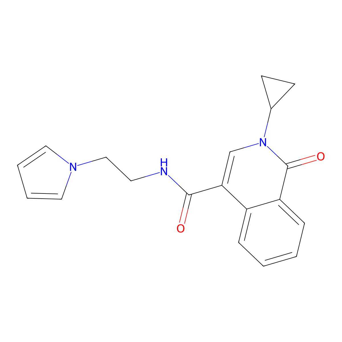 2-cyclopropyl-1-oxo-N-[2-(1H-pyrrol-1-yl)ethyl]-1,2-dihydroisoquinoline-4-carboxamide molecular structure, CAS 1324065-22-6