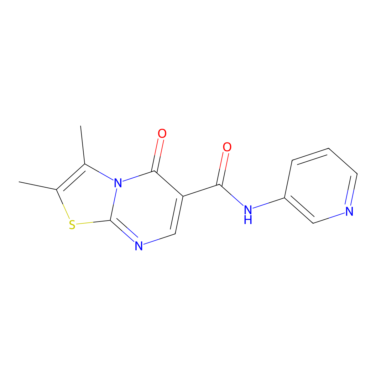 2,3-dimethyl-5-oxo-N-(pyridin-3-yl)-5H-[1,3]thiazolo[3,2-a]pyrimidine-6-carboxamide molecular structure, CAS 1324065-30-6