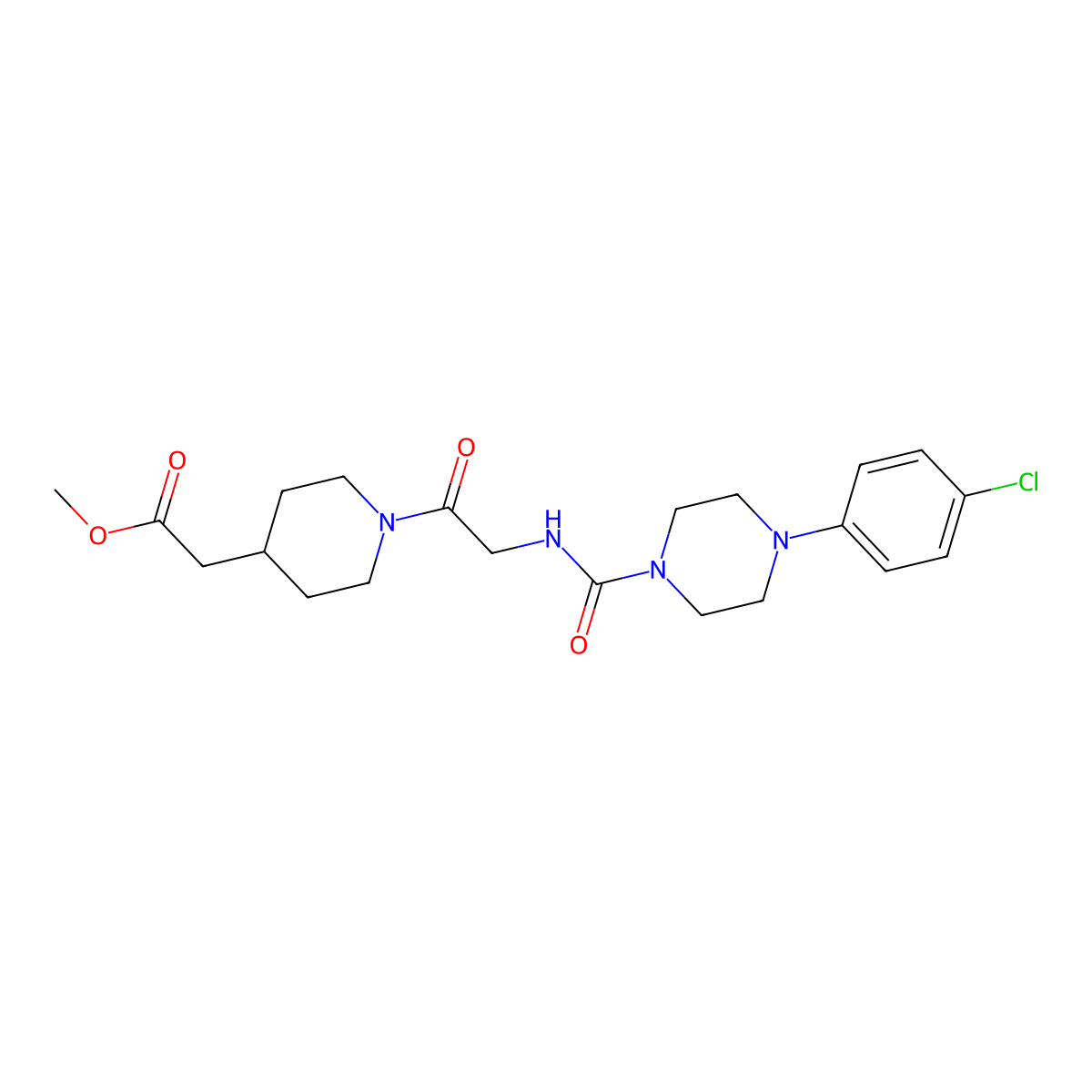 methyl [1-(N-{[4-(4-chlorophenyl)piperazin-1-yl]carbonyl}glycyl)piperidin-4-yl]acetate molecular structure, CAS 1324065-43-1