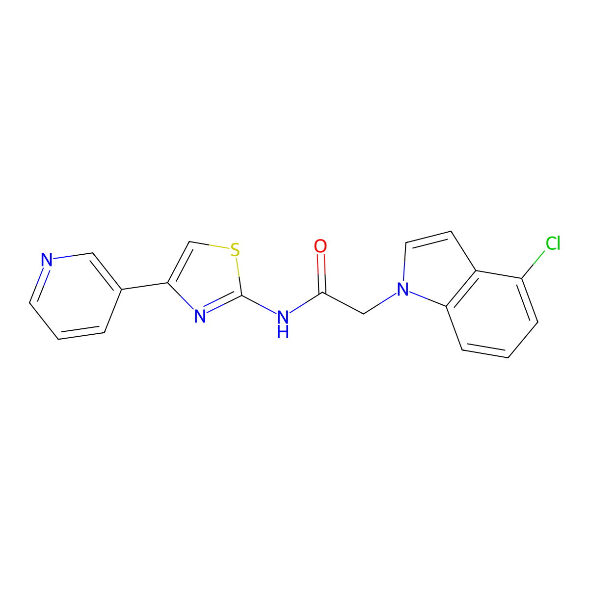 2-(4-chloro-1H-indol-1-yl)-N-(4-(pyridin-3-yl)thiazol-2-yl)acetamide molecular structure, CAS 1324065-51-1